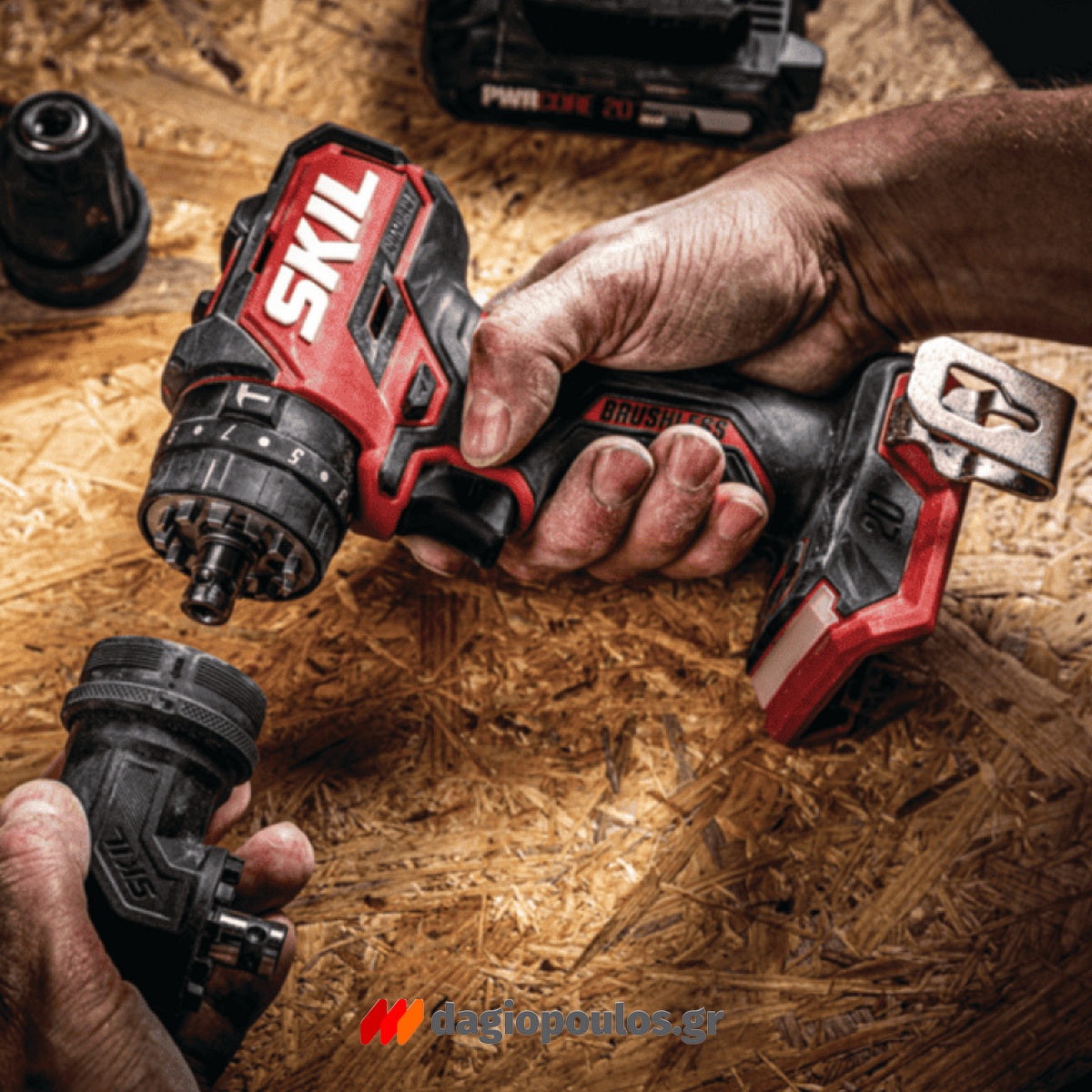 Skil 3076 HC 20V Max Brushless Κρουστικό Δραπανοκατσάβιδο Μπαταρίας 18V Li-Ion Με 2 Μπαταρίες 2.0Ah - 4 Κεφαλές - Βαλίτσα