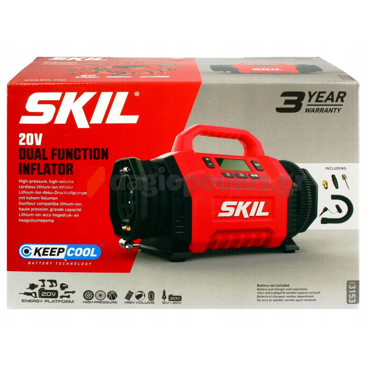 Skil 3153 CA 20V Max Αεροσυμπιεστής Κομπρεσέρ Αέρα Μπαταρίας 18V Li-Ion 11Bar SOLO