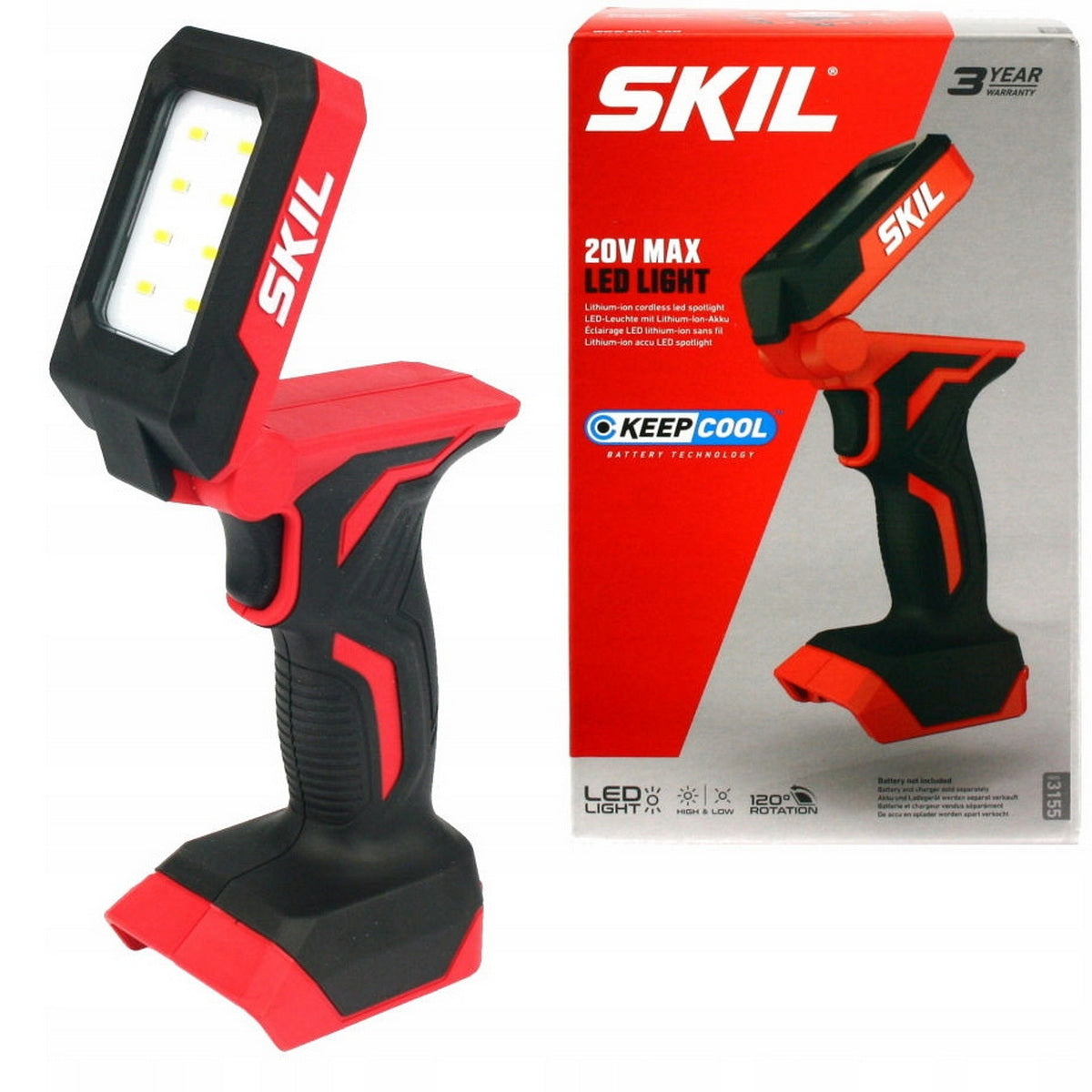 Skil 3155 CA 20V Max Φακός Λυχνία Εργασίας Φωτοδιόδου LED Μπαταρίας 18V 360 Lumens SOLO