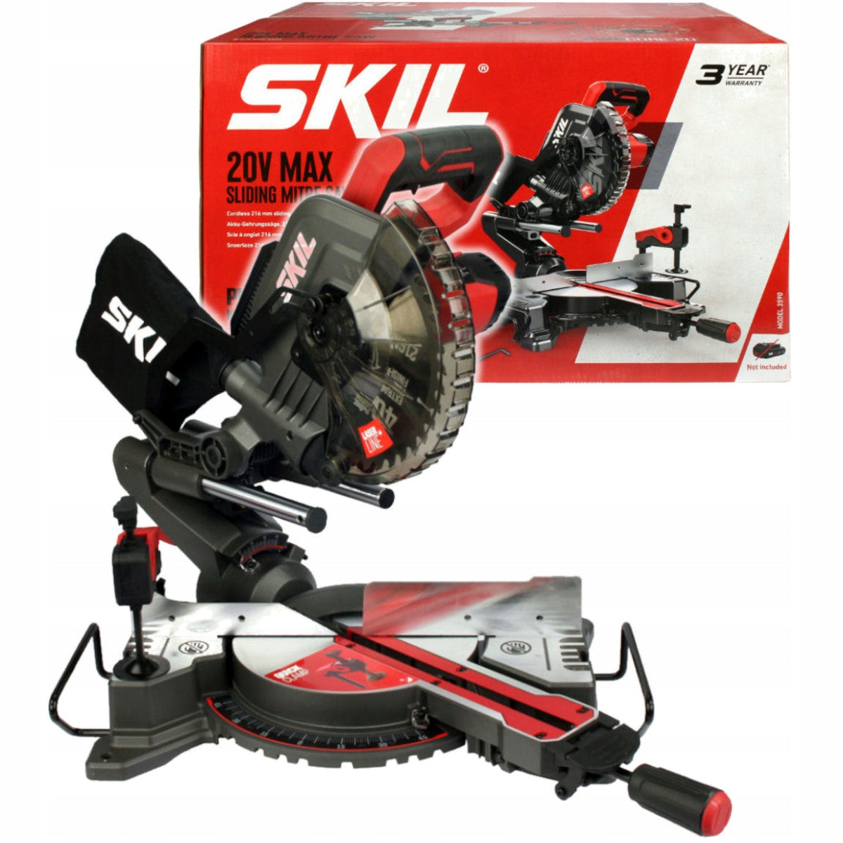 Skil 3590 CA 20V Max Φαλτσοπρίονο Radial Ξύλου Μπαταρίας 18V Li-Ion 216mm Με 2 Μπαταρίες 5.0Ah