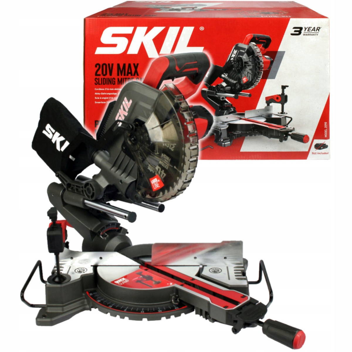 Skil 3590 CA 20V Max Φαλτσοπρίονο Radial Ξύλου Μπαταρίας 18V Li-Ion 216mm Με 2 Μπαταρίες 5.0Ah