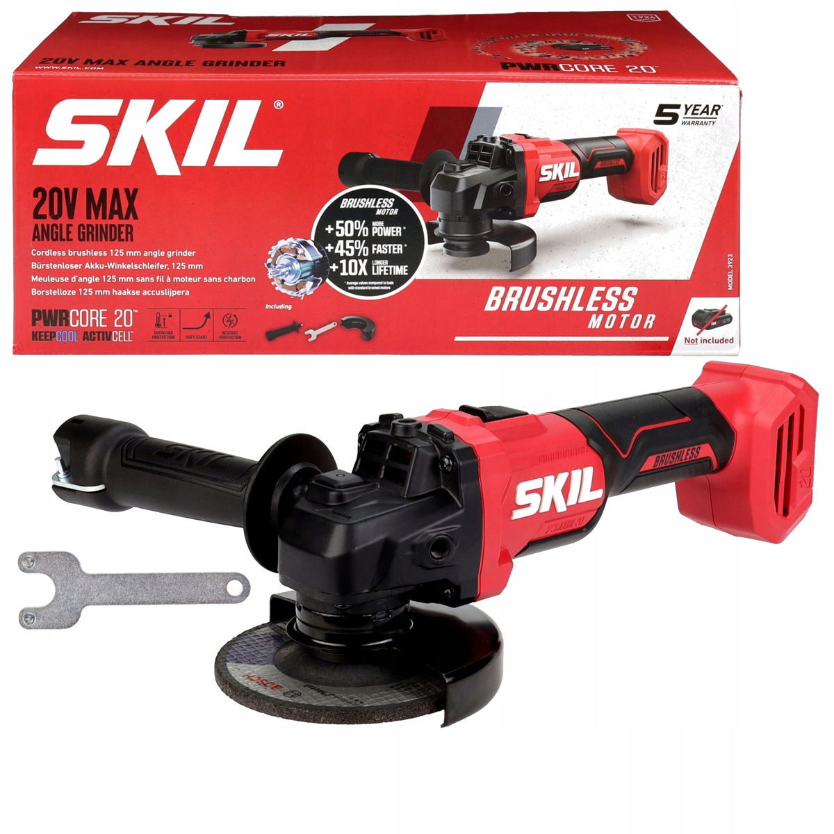 Skil 3923 CA 20V Max Brushless Γωνιακός Τροχός Μπαταρίας 18V Li-Ion 125mm SOLO