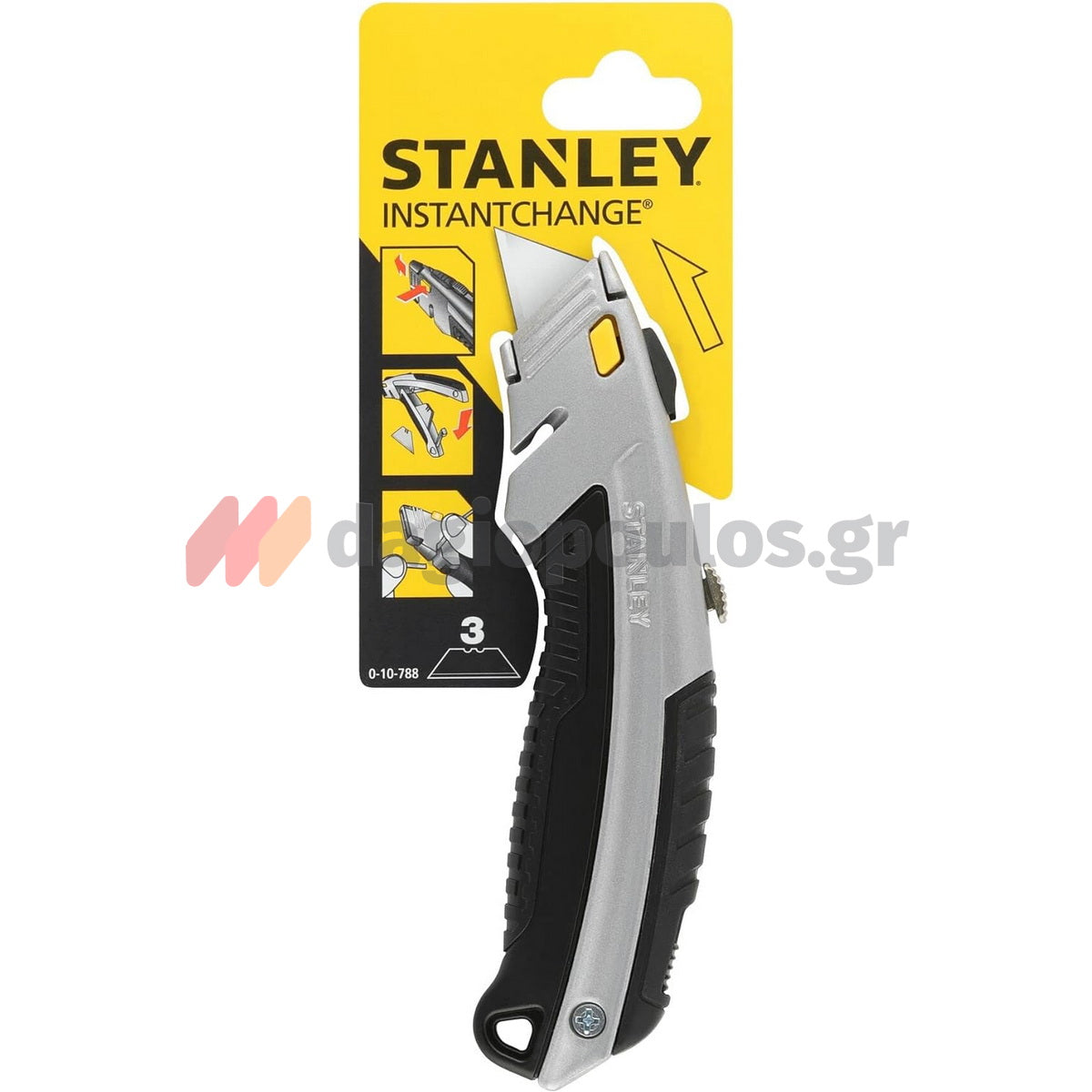 Stanley 0-10-788 InstantChange Μαχαίρι (Φαλτσέτα) Με Ξυράφι Με Τραπεζοειδή Λάμα