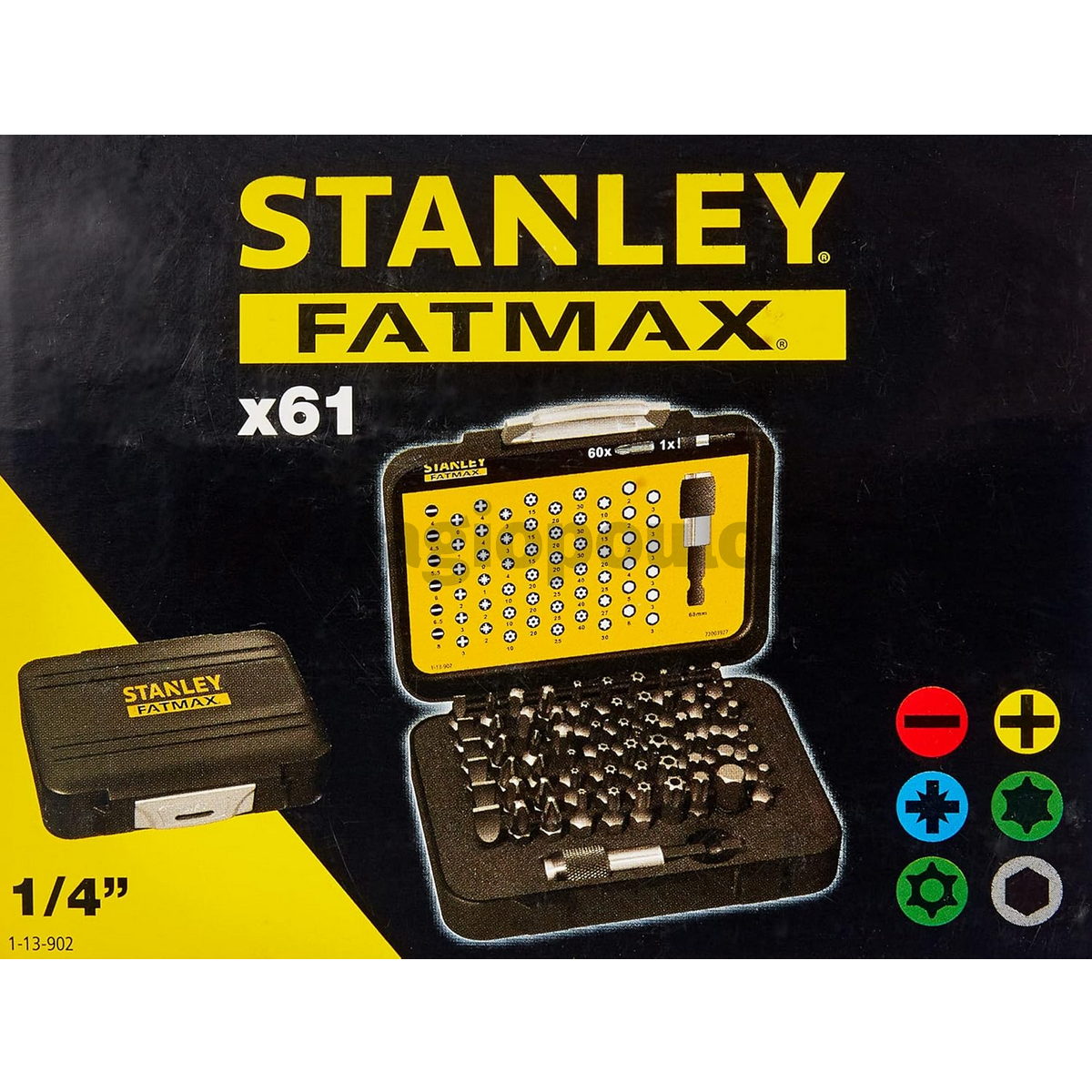 Stanley 1-13-902 Συλλογή Μύτες 1/4" Με Προέκταση Σετ 61 Τεμ