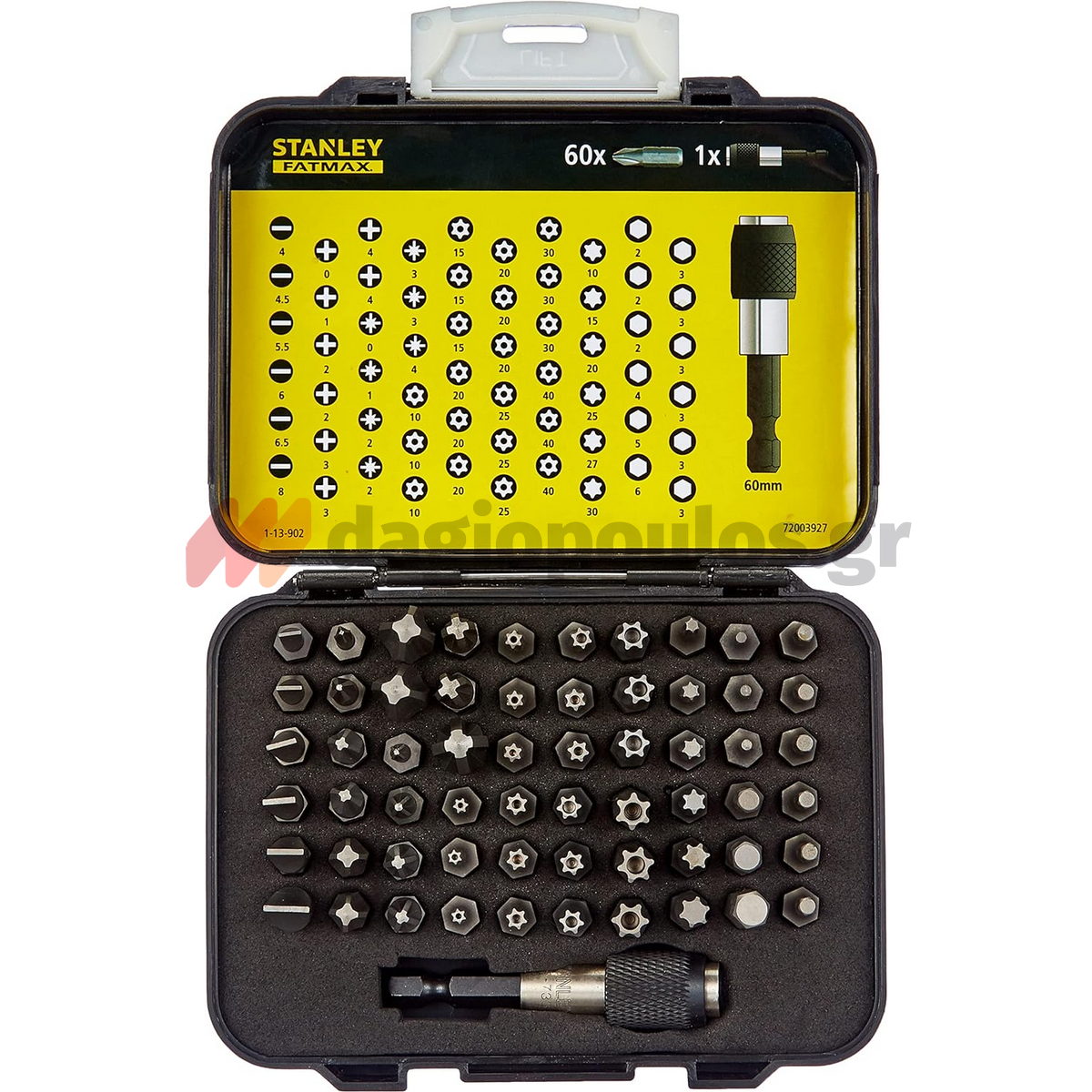 Stanley 1-13-902 Συλλογή Μύτες 1/4" Με Προέκταση Σετ 61 Τεμ