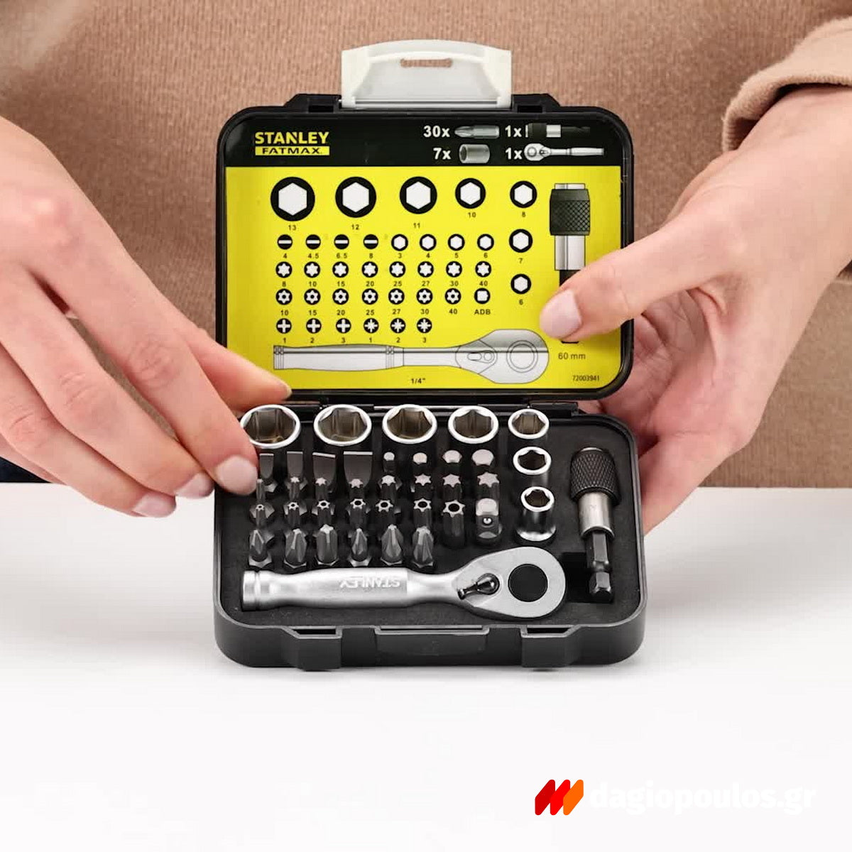 Stanley 1-13-906 Συλλογή Μανέλα Καστάνιας Καρυδάκια Μύτες Προέκταση 1/4" Σετ 39 Τεμ