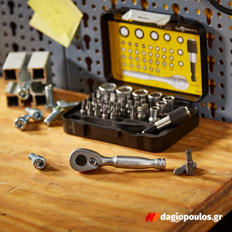 Stanley 1-13-906 Συλλογή Μανέλα Καστάνιας Καρυδάκια Μύτες Προέκταση 1/4" Σετ 39 Τεμ