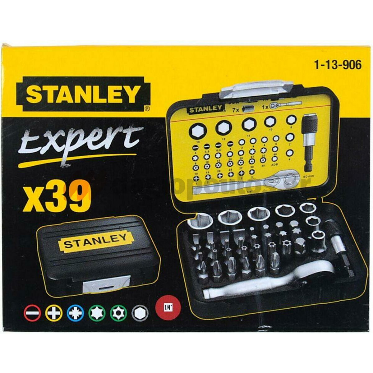 Stanley 1-13-906 Συλλογή Μανέλα Καστάνιας Καρυδάκια Μύτες Προέκταση 1/4" Σετ 39 Τεμ