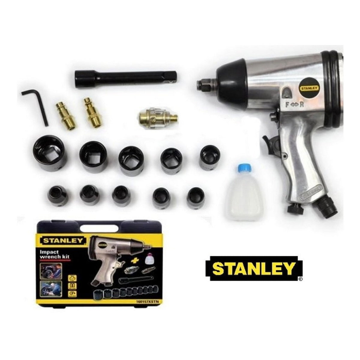 Stanley 160157XSTN Αερόκλειδο (Μπουλονόκλειδο) 1/2" Με Εξαρτήματα Σε Βαλίτσα