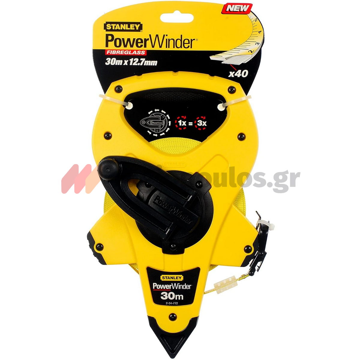 Stanley 2-34-772 Power Winder Μετροταινία Με Κέλυφος ABS & Ταινία Από Fiberglass 30mtr