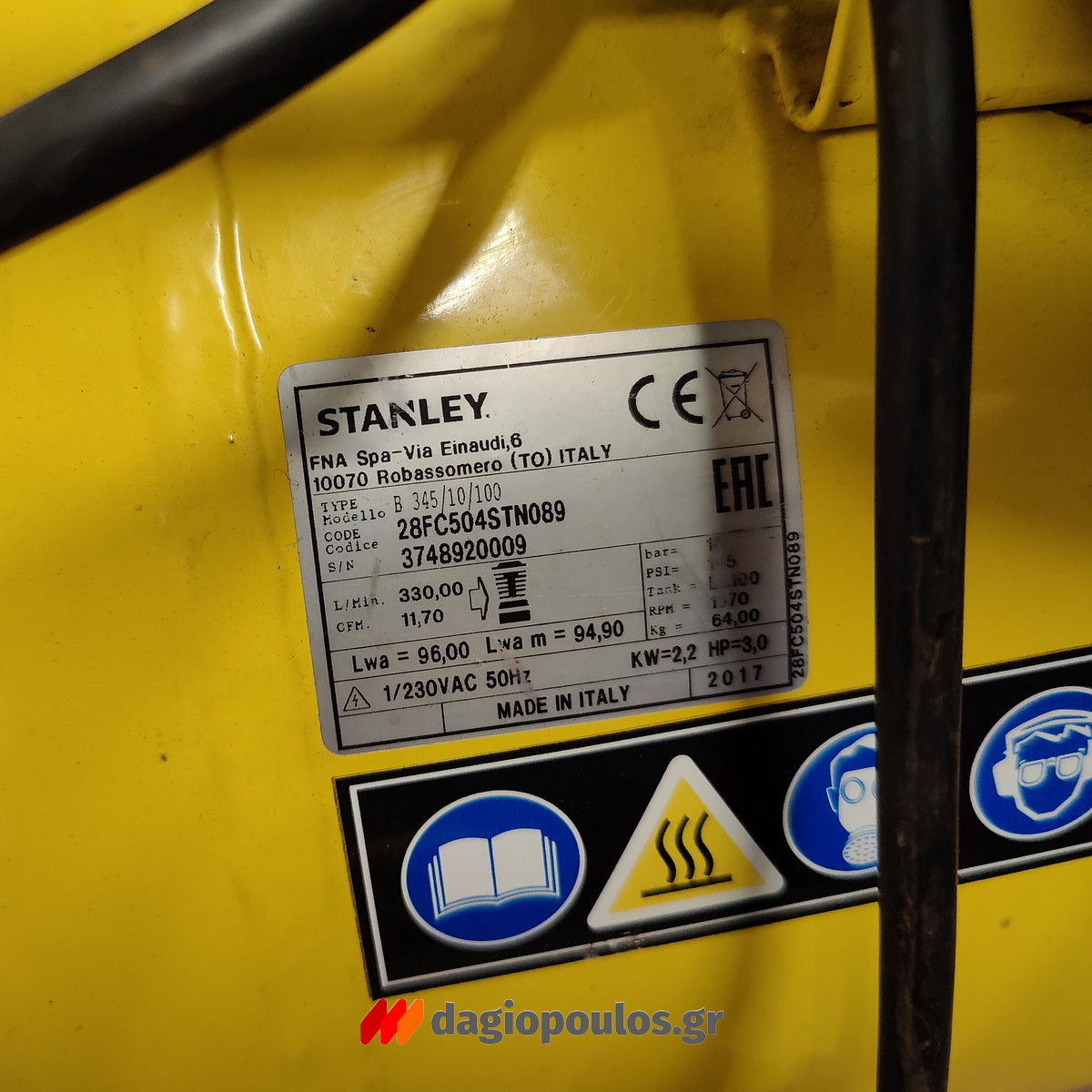 Stanley B 345/10/100 Αεροσυμπιεστής Κομπρεσέρ Αέρα Με Ιμάντα 3.0Hp 100Lit