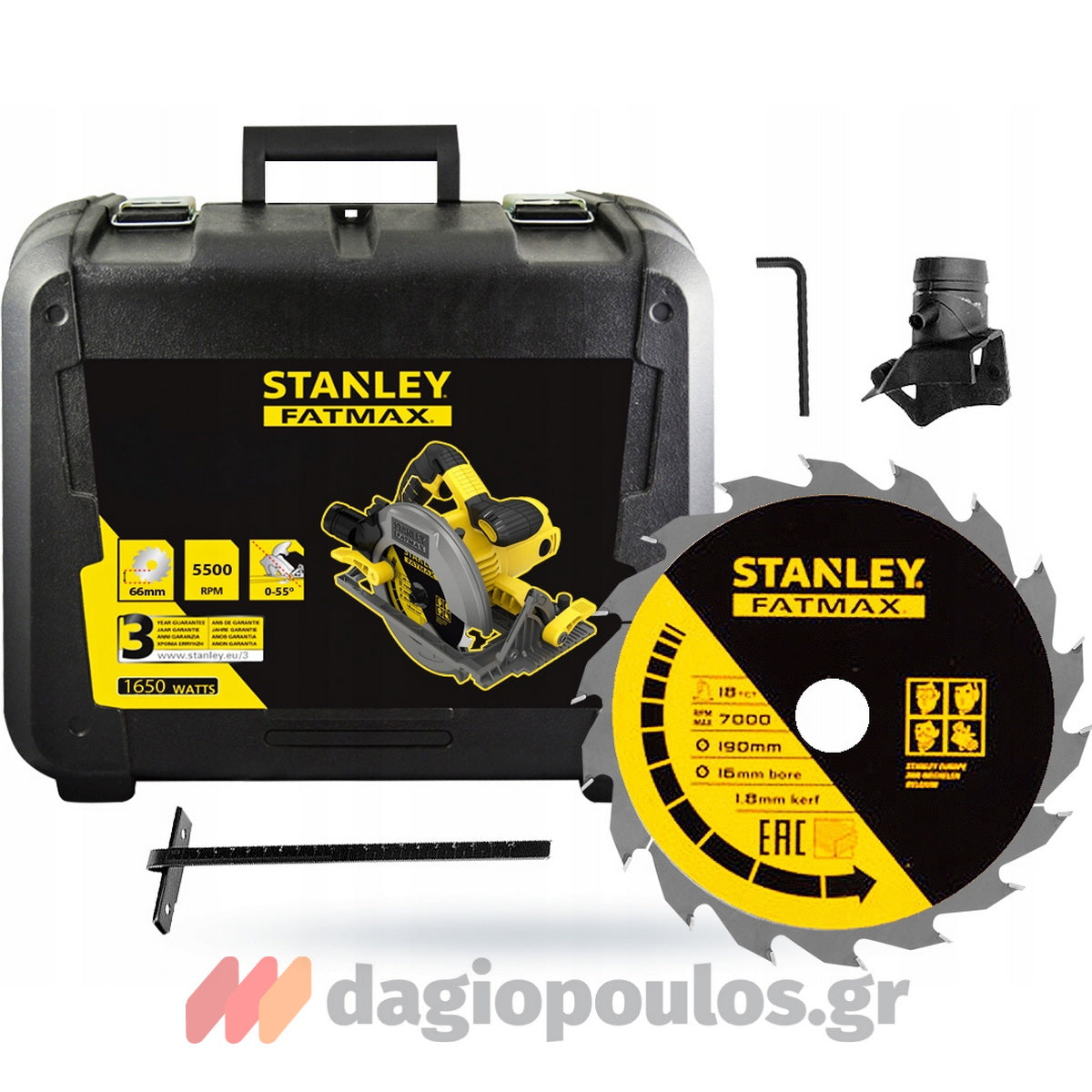 Stanley FME301K Ηλεκτρικό Δισκοπρίονο Χειρός 1650W 190mm Με Βαλίτσα