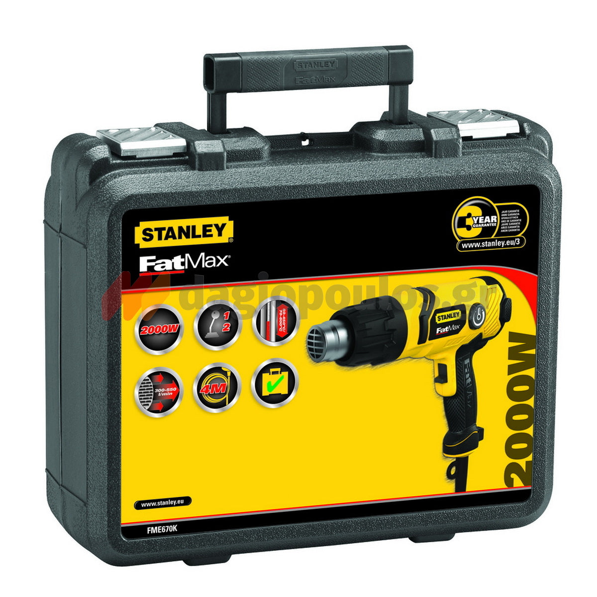 Stanley FME670K-QS Ηλεκτρικό Πιστόλι Θερμού Αέρα 2000W Με Βαλίτσα