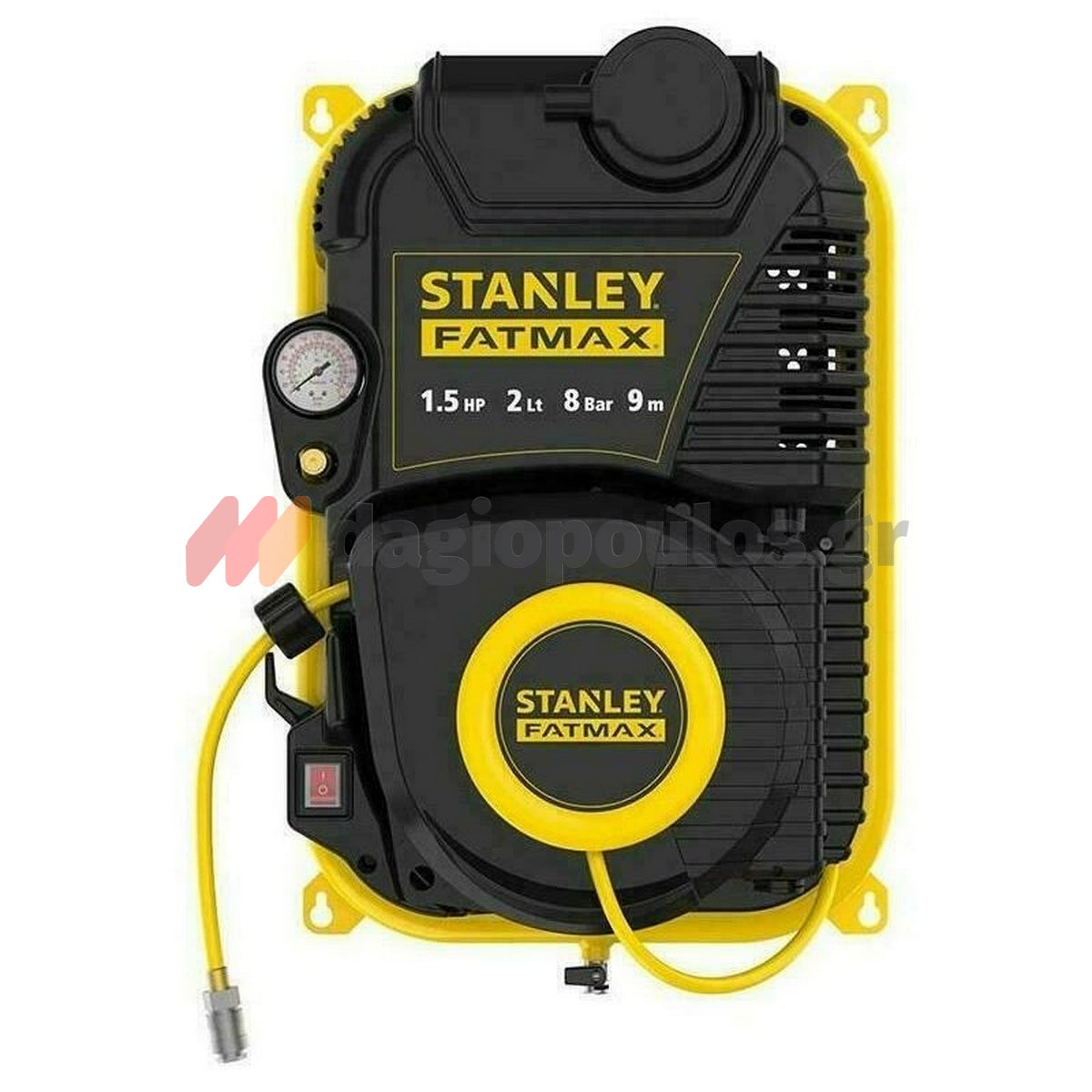 Stanley FMXCMD152WE Fatmax Αεροσυμπιεστής - Κομπρεσέρ Αέρα Τοίχου Με Λάστιχο 1100W 8Bar 2Ltr