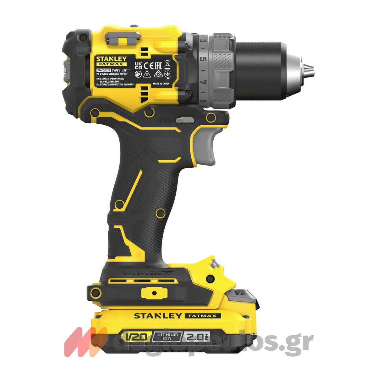 Stanley SFMCD725D2K Fatmax V20 Brushless Δραπανοκατσάβιδο Κρουστικό 18V Li-Ion Με 2 Μπαταρίες 2.0Ah