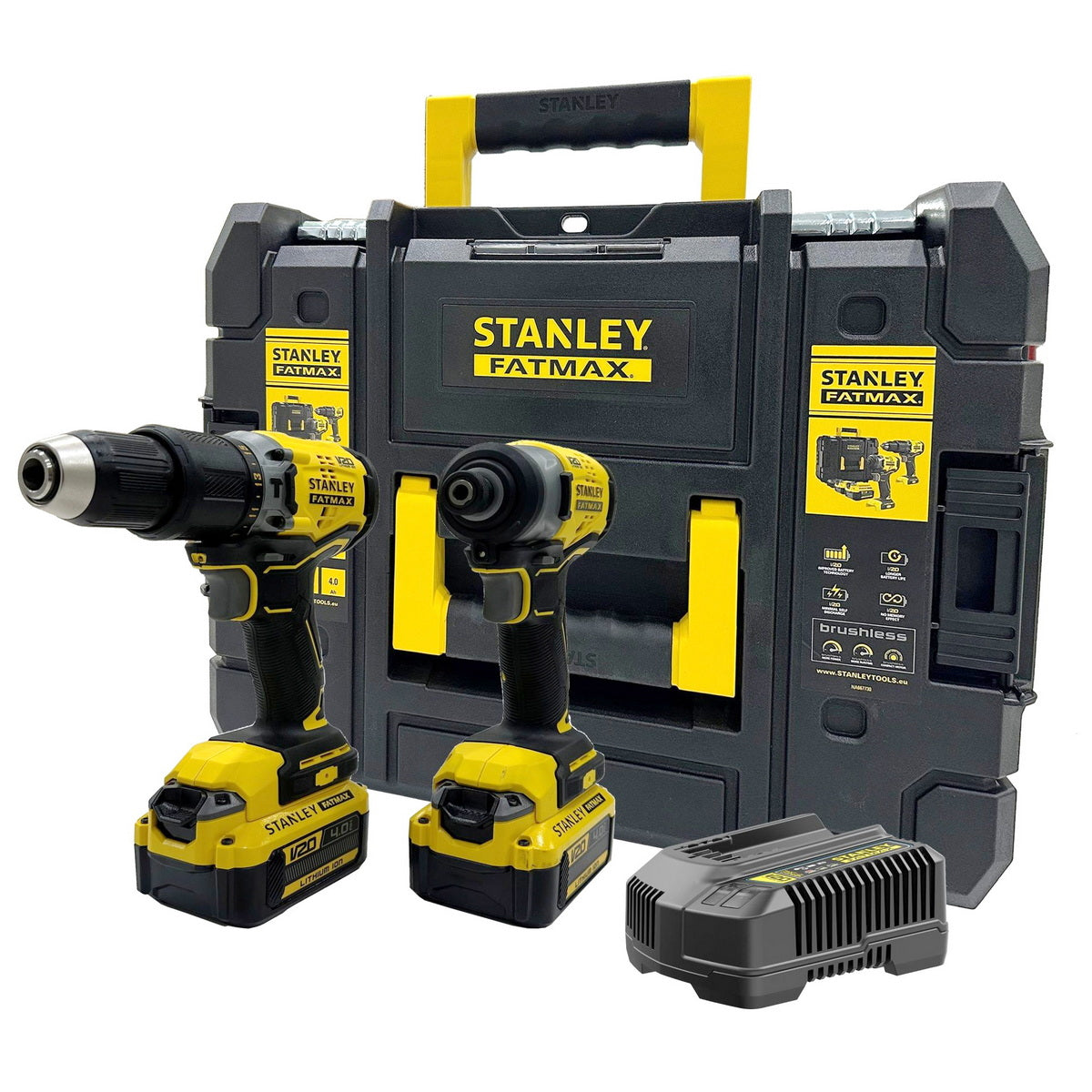 Stanley SFMCK461M2T-QW V20 Συλλογή Brushless Κρουστικό Δραπανοκατσάβιδο & Παλμικό Κατσαβίδι 18V Li-Ion Με 2 Μπαταρίες 4.0ΑAh & Βαλίτσα T-Stak