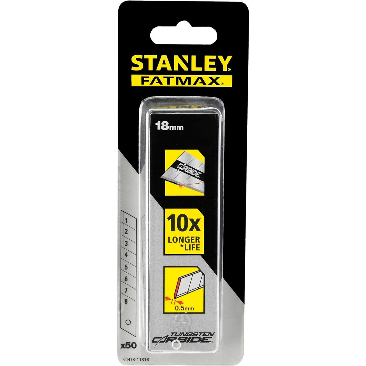 Stanley STHT8-11818 Fatmax Carbide Λεπίδες (Λάμες) Ανταλλακτικές Καρβιδίου 18mm Σετ 50 Τεμ