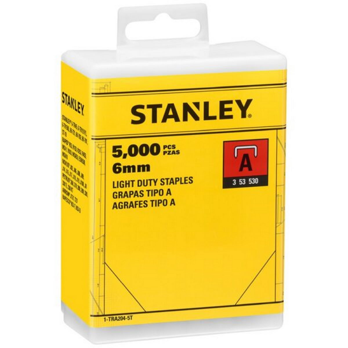 Stanley 1-TRA204-5T Συρραπτικά Δίχαλα (Συνδετήρες) Π Καρφωτικών Πιστολιών Χειρός 5000Τεμ 6mm