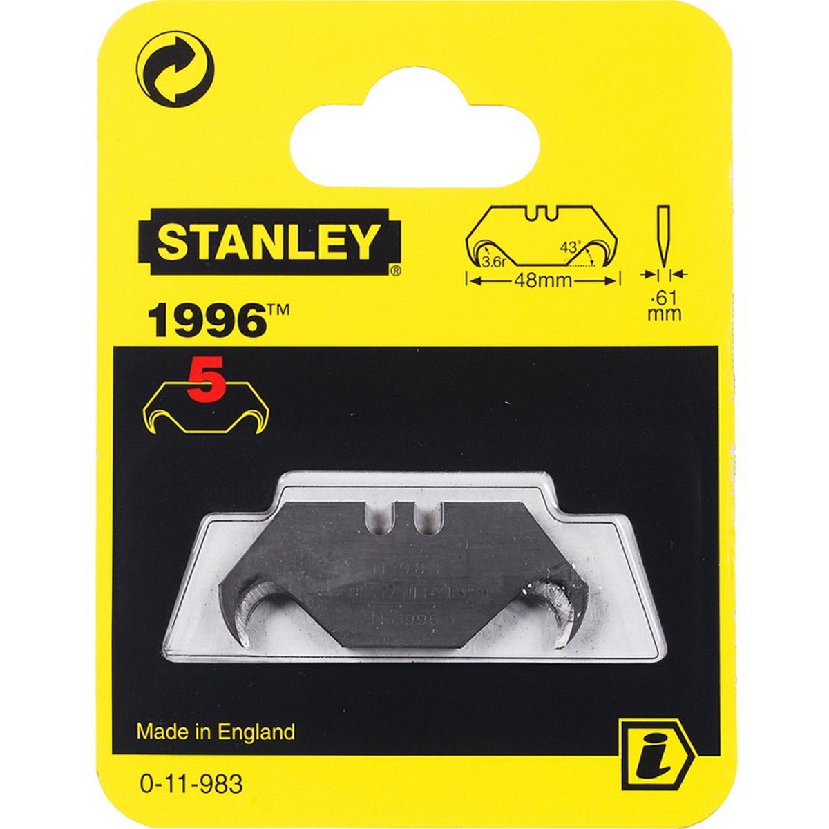 Stanley 0-11-983 Λεπίδες (Λάμες) Ανταλλακτικές Σχήμα Γάντζου Σετ 5 Τεμ