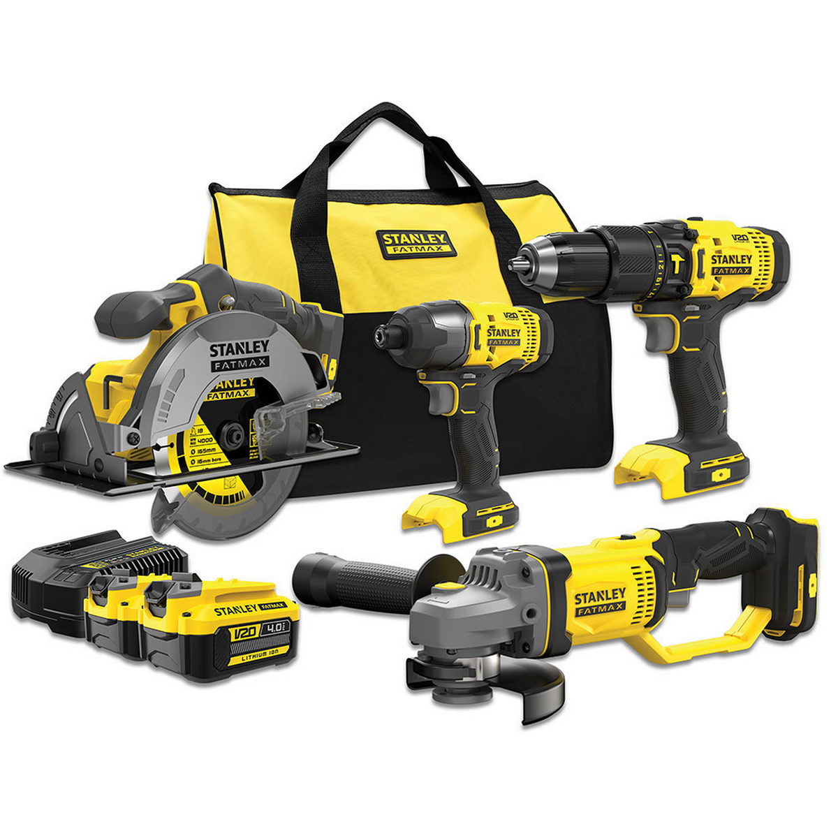 Stanley SFMCK469M2-QW Fatmax®V20 Συλλογή Κρουστικό Δραπανοκατσάβιδο Παλμικό Κατσαβίδι Δισκοπρίονο Γωνιακός Τροχός 2 Μπαταρίες 4.0Ah Τσάντα Μεταφοράς