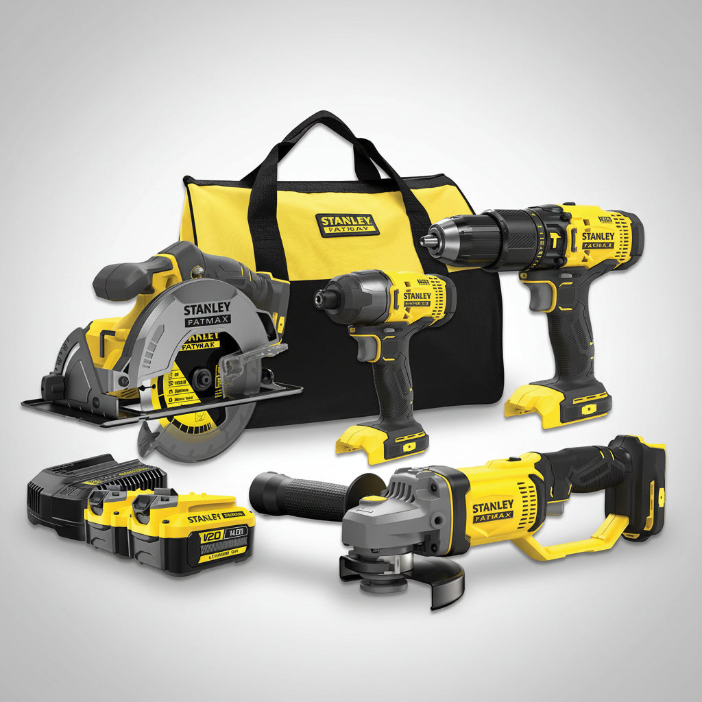 Stanley SFMCK469M2-QW Fatmax®V20 Συλλογή Κρουστικό Δραπανοκατσάβιδο Παλμικό Κατσαβίδι Δισκοπρίονο Γωνιακός Τροχός 2 Μπαταρίες 4.0Ah Τσάντα Μεταφοράς