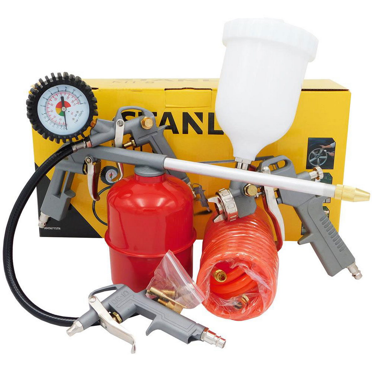 Stanley 9045671STN Εργαλεία Αέρος Φυσητήρας - Αερόμετρο - Πιστόλι Βαφής Σπιράλ Σωλήνα Σετ 8 Τεμ