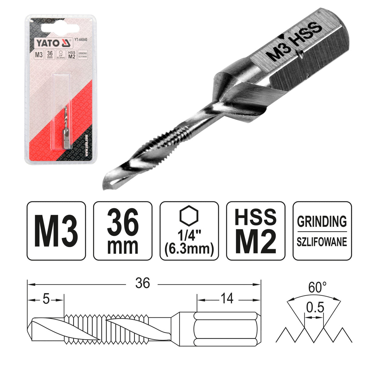 Yato Επαγγελματικό Τρυπάνι Κολαούζο Εξάγωνο HEX 1/4"