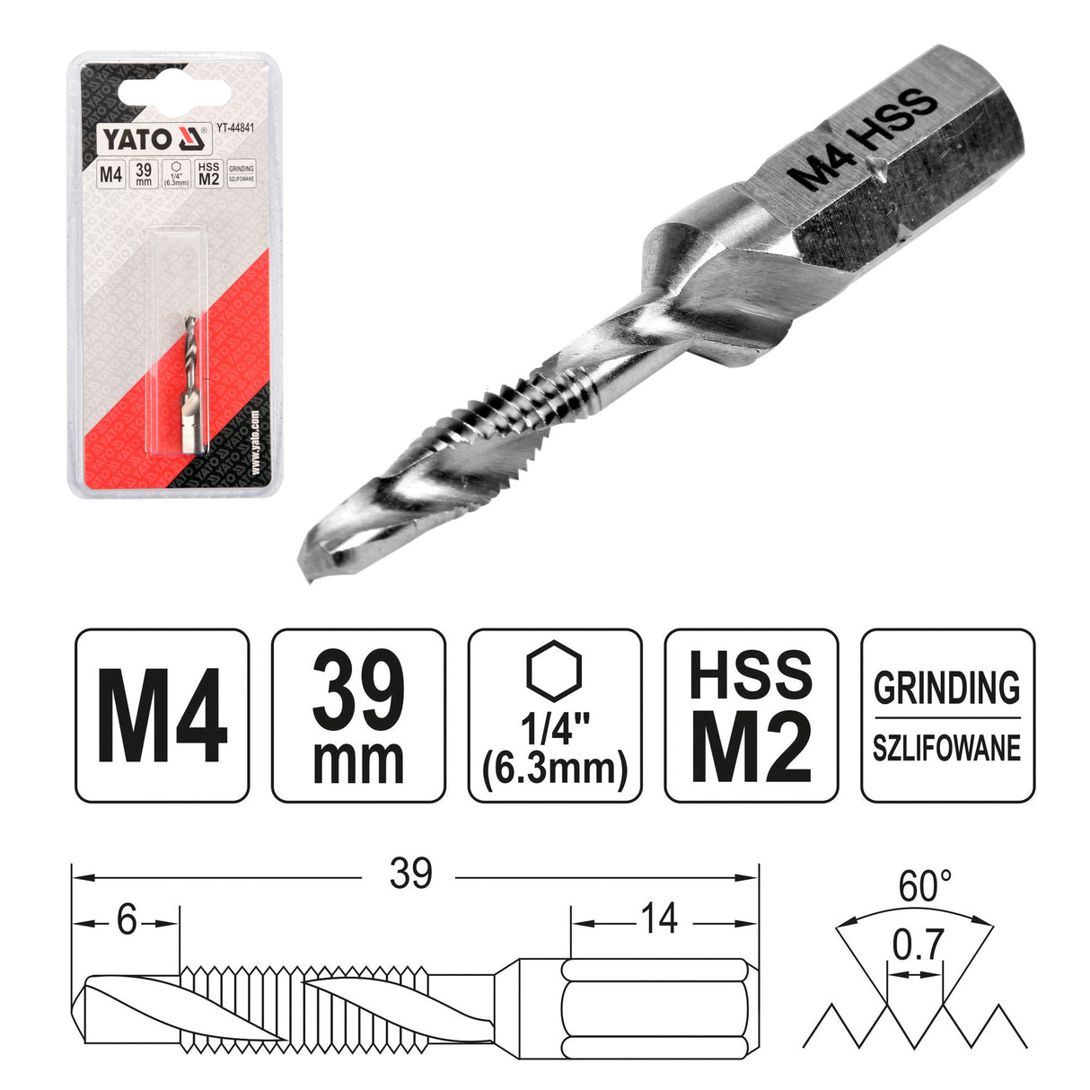 Yato Επαγγελματικό Τρυπάνι Κολαούζο Εξάγωνο HEX 1/4"