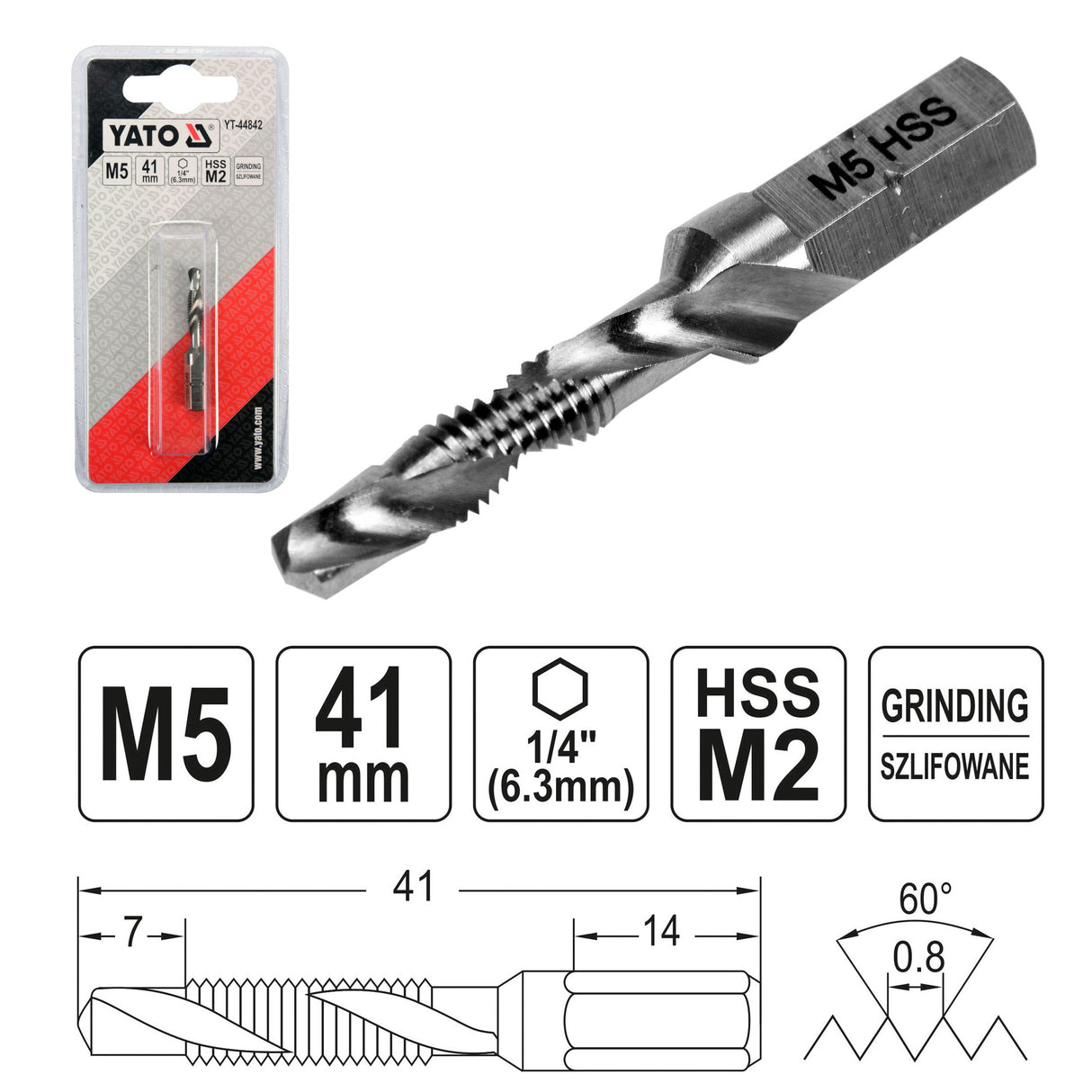 Yato Επαγγελματικό Τρυπάνι Κολαούζο Εξάγωνο HEX 1/4"