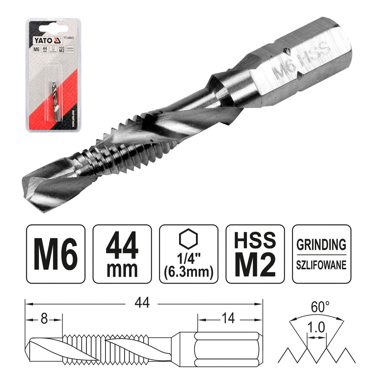 Yato Επαγγελματικό Τρυπάνι Κολαούζο Εξάγωνο HEX 1/4"