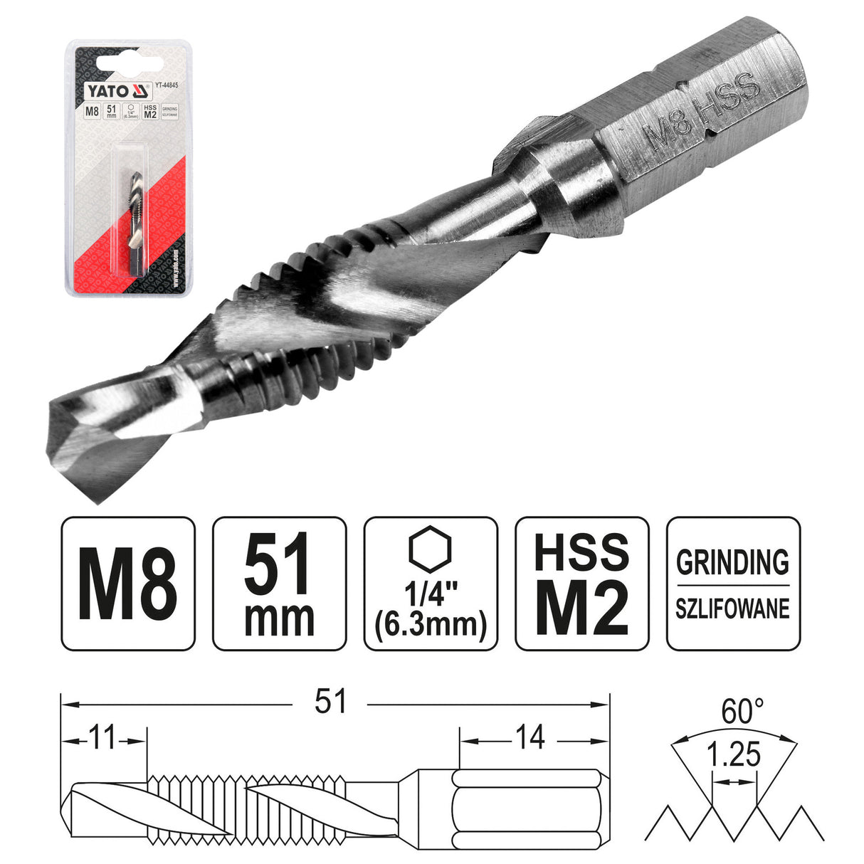 Yato Επαγγελματικό Τρυπάνι Κολαούζο Εξάγωνο HEX 1/4"