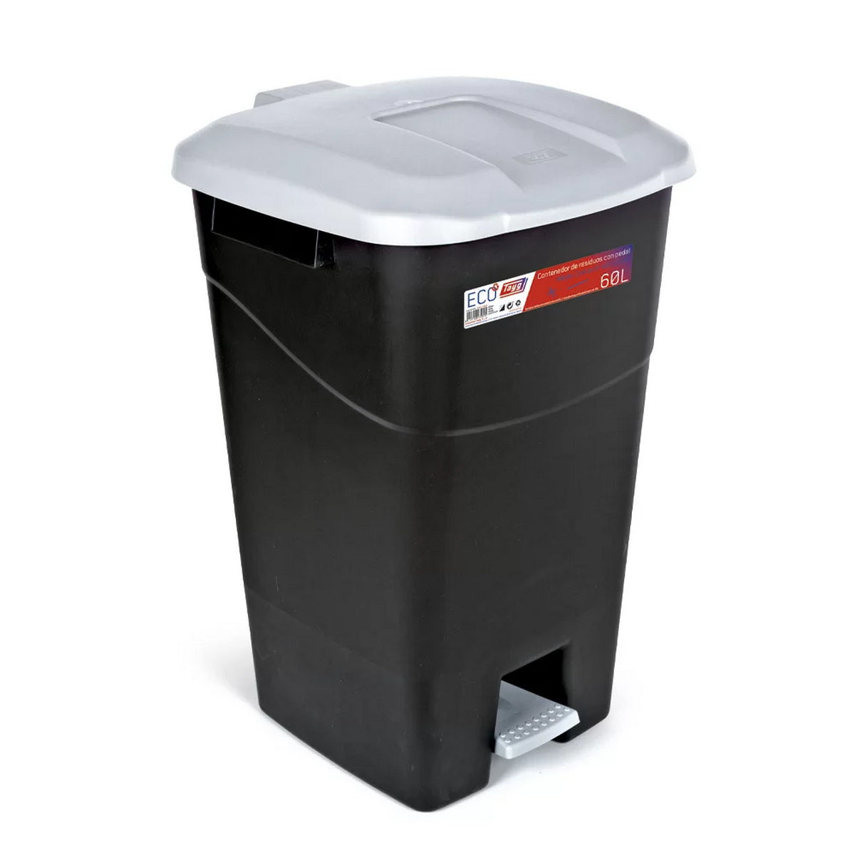 TAYG ECO 431005 Κάδος Απορριμμάτων Με Πεντάλ 60Ltr ΜΑΥΡΟΣ - ΓΚΡΙ ΚΑΠΑΚΙ