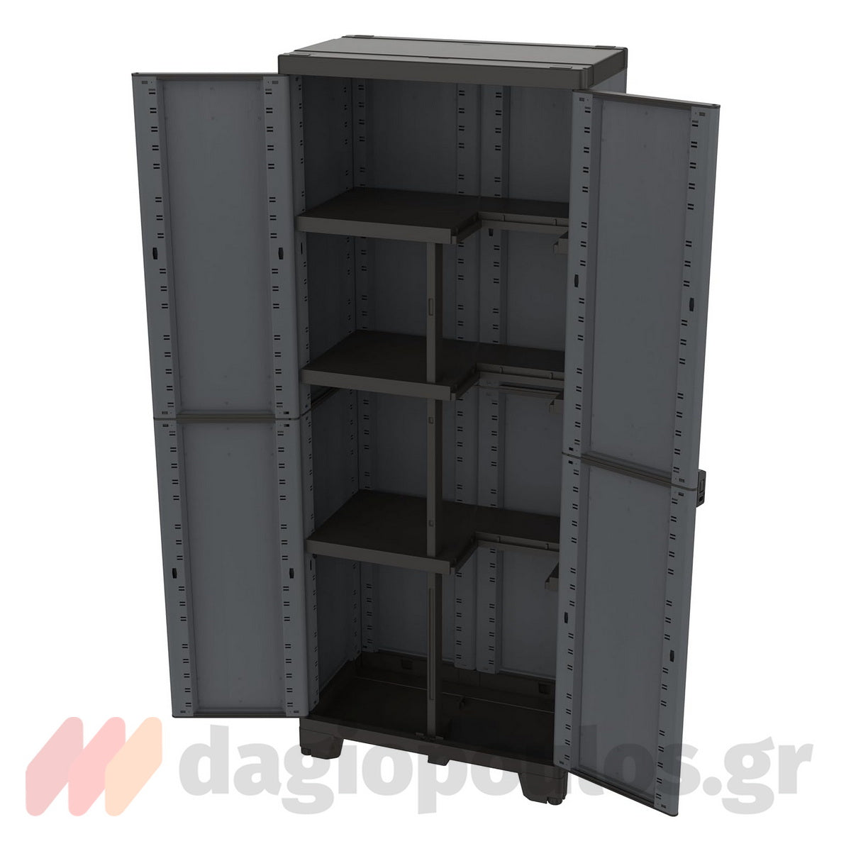 Terry Ardesia CAB 2680 Ντουλάπα Πλαστική Δίφυλλη Ψηλή Με 3 Ρυθμιζόμενα Ράφια Ανθρακί