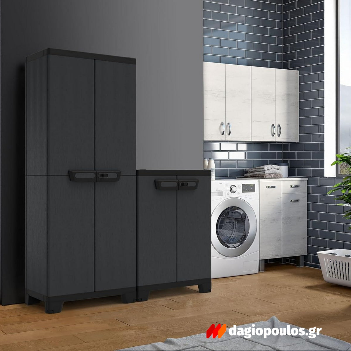 Terry Ardesia CAB 2680 Ντουλάπα Πλαστική Δίφυλλη Ψηλή Με 3 Ρυθμιζόμενα Ράφια Ανθρακί