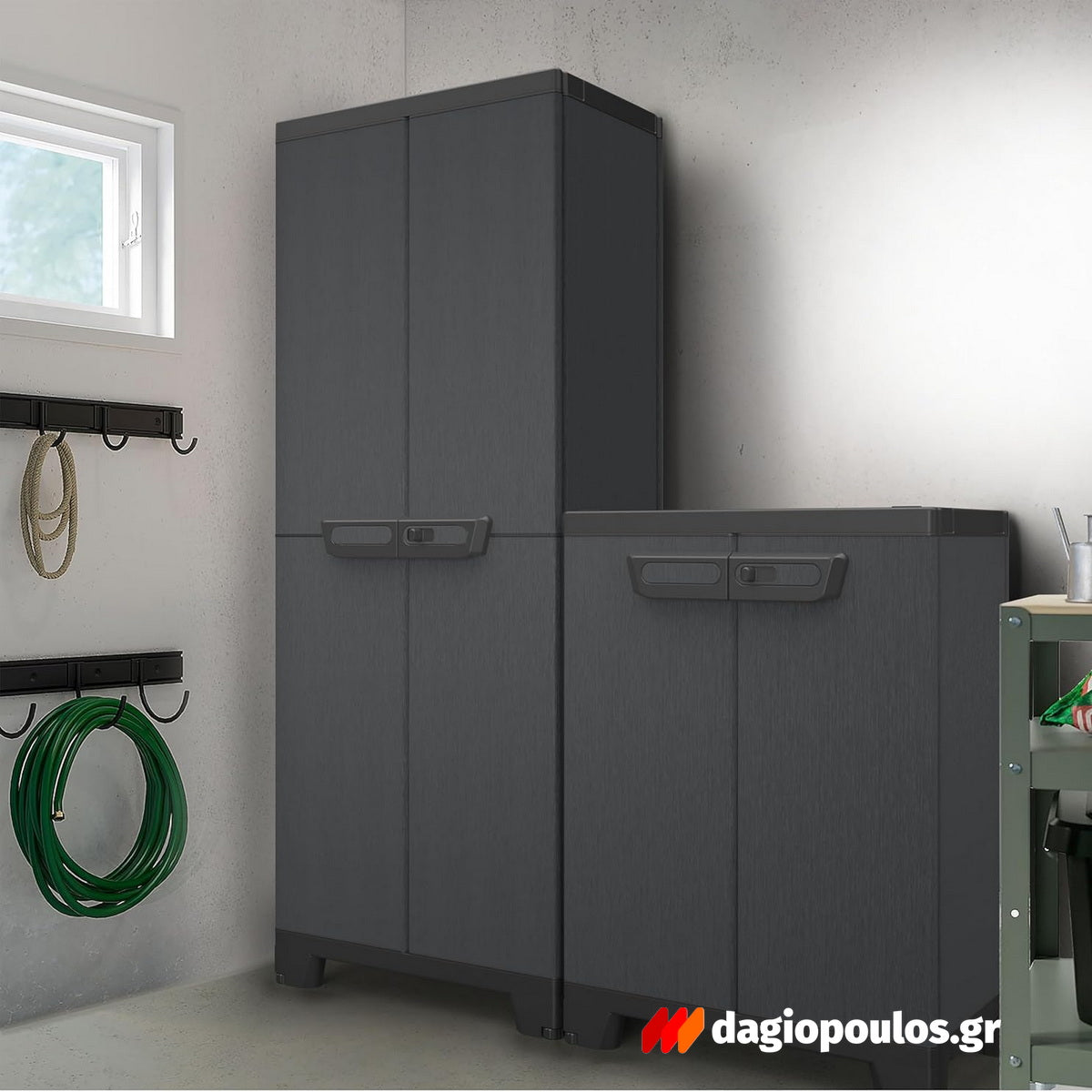 Terry Ardesia CAB 2680 Ντουλάπα Πλαστική Δίφυλλη Ψηλή Με 3 Ρυθμιζόμενα Ράφια Ανθρακί