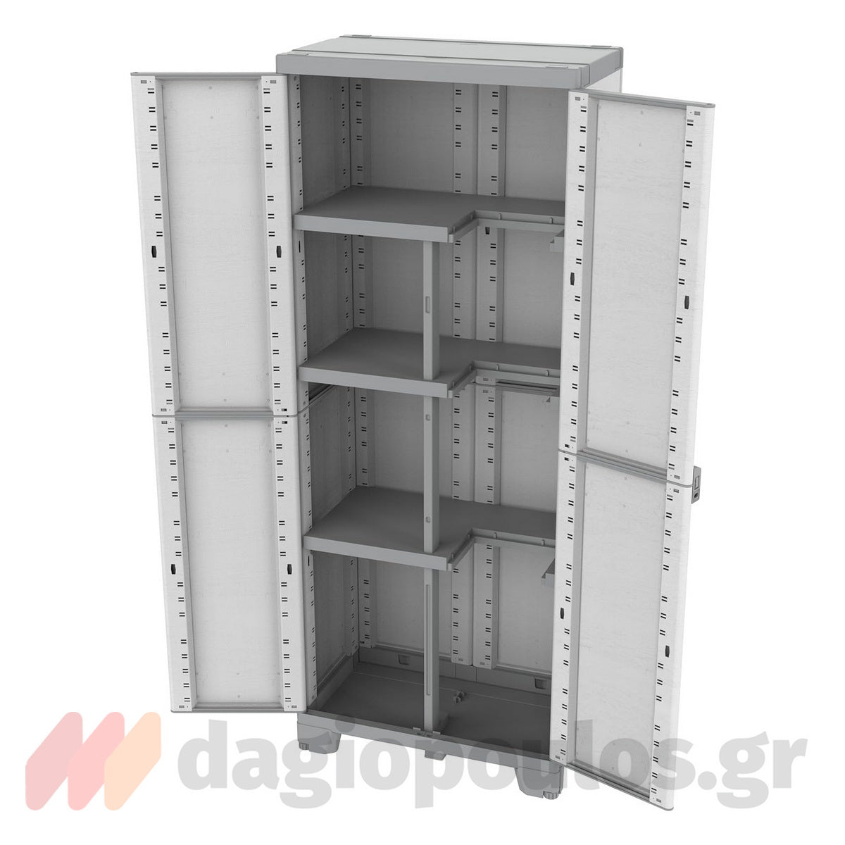 Terry Sequoia 2680 Ντουλάπα Πλαστική Δίφυλλη Ψηλή Με 3 Ράφια Γκρι Ανοικτό Ιταλίας