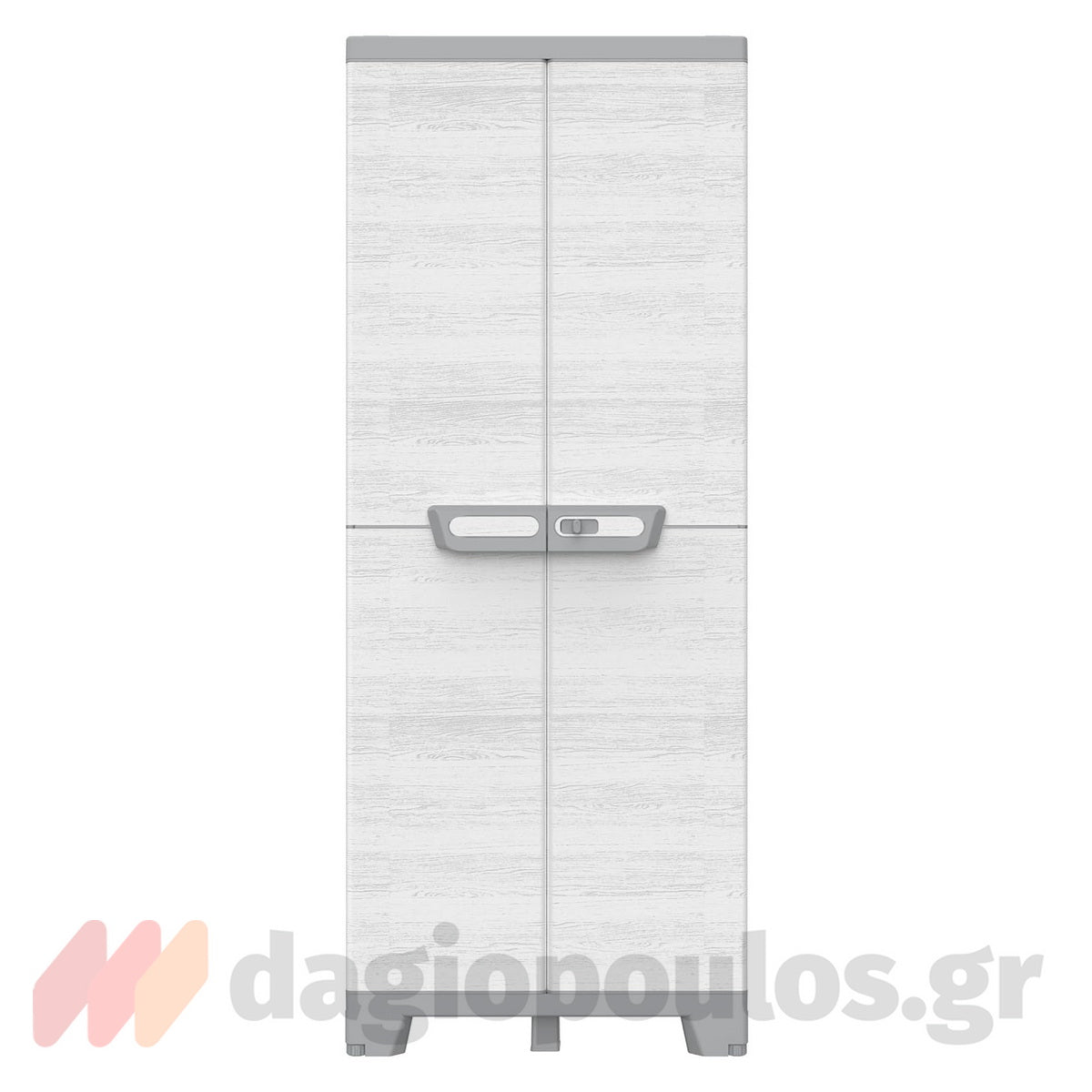 Terry Sequoia 2680 Ντουλάπα Πλαστική Δίφυλλη Ψηλή Με 3 Ράφια Γκρι Ανοικτό Ιταλίας