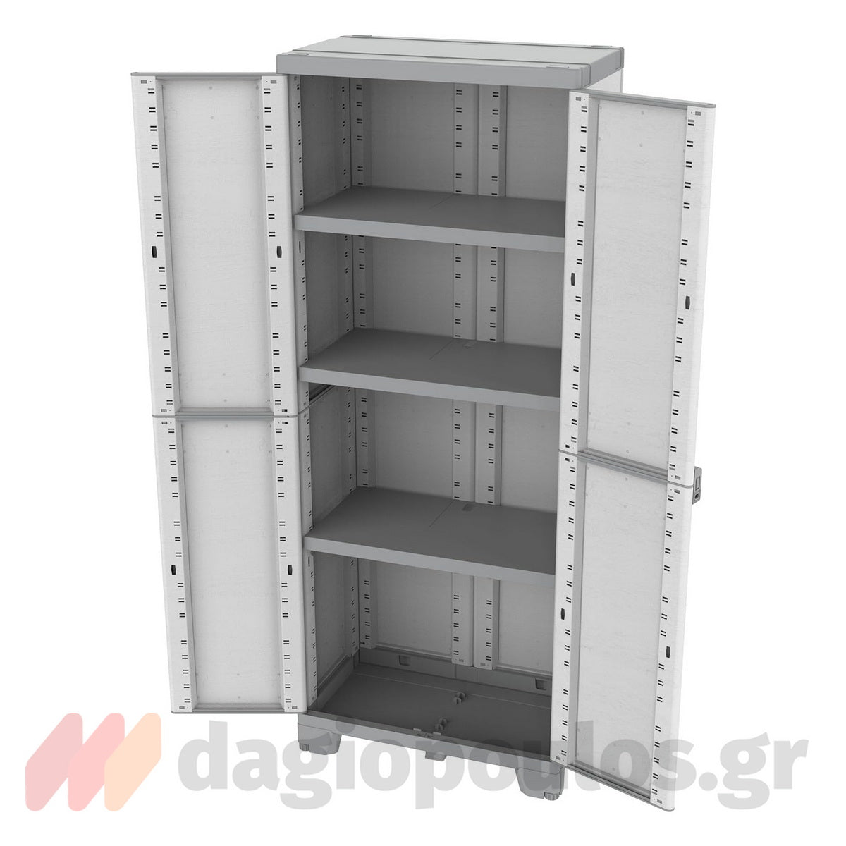 Terry Sequoia 2680 Ντουλάπα Πλαστική Δίφυλλη Ψηλή Με 3 Ράφια Γκρι Ανοικτό Ιταλίας