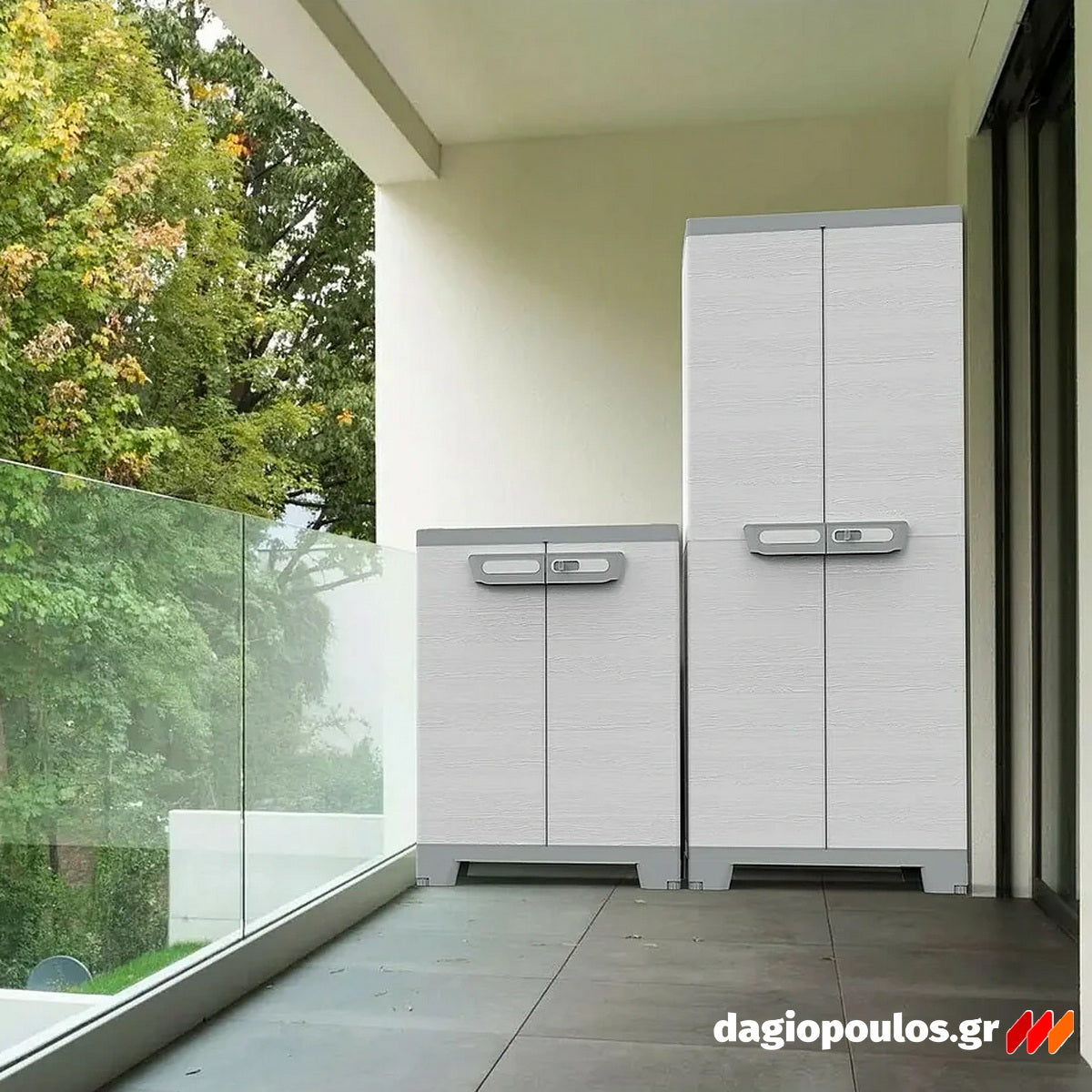 Terry Sequoia 2680 Ντουλάπα Πλαστική Δίφυλλη Ψηλή Με 3 Ράφια Γκρι Ανοικτό Ιταλίας