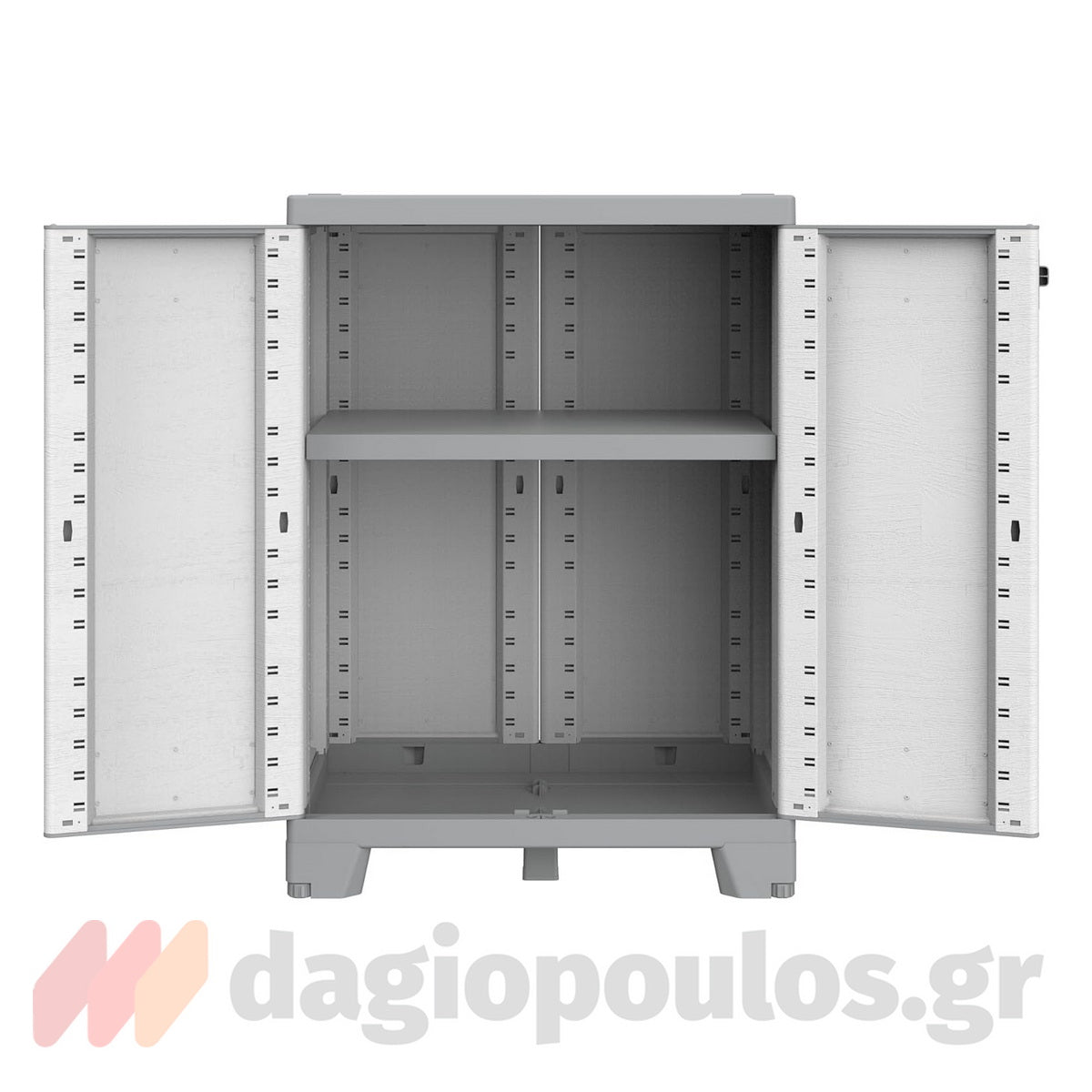 Terry Sequoia 680 Ντουλάπα Πλαστική Δίφυλλη Χαμηλή Γκρι Ανοικτό Ιταλίας