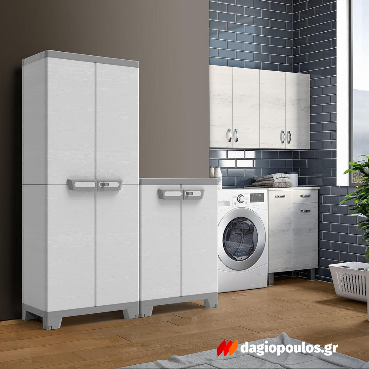 Terry Sequoia 680 Ντουλάπα Πλαστική Δίφυλλη Χαμηλή Γκρι Ανοικτό Ιταλίας