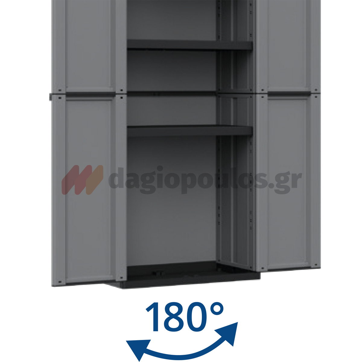 Terry J-Line 268 Ντουλάπα Πλαστική Δίφυλλη Ψηλή Με 3 Ράφια Γκρι Ιταλίας