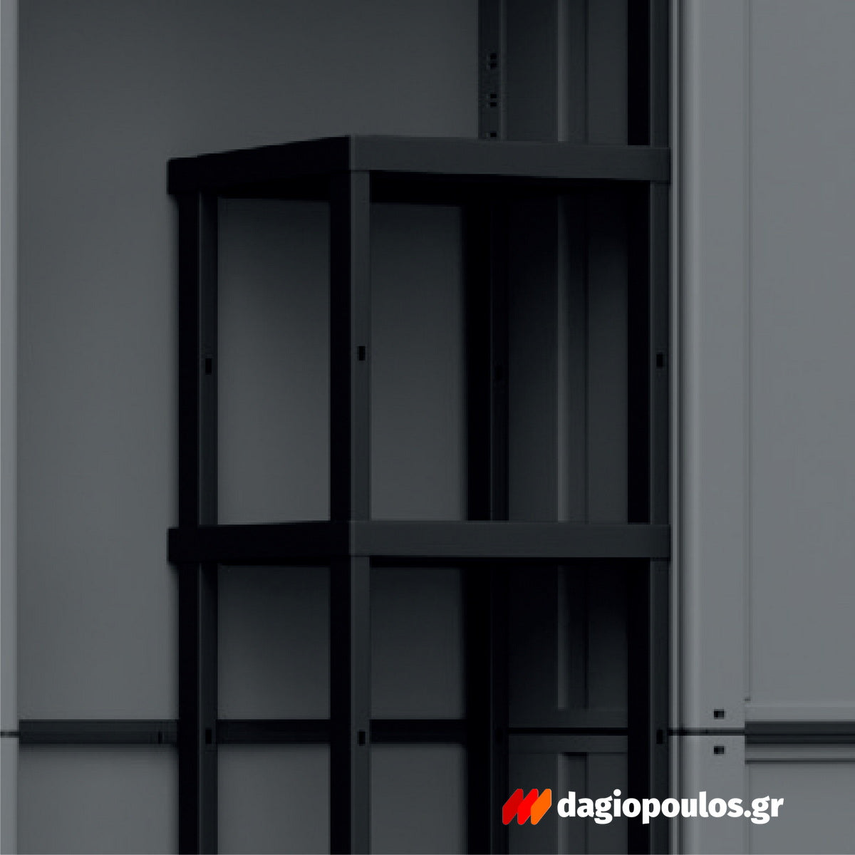 Terry J-Line 268 Ντουλάπα Πλαστική Δίφυλλη Ψηλή Με 3 Ράφια Γκρι Ιταλίας