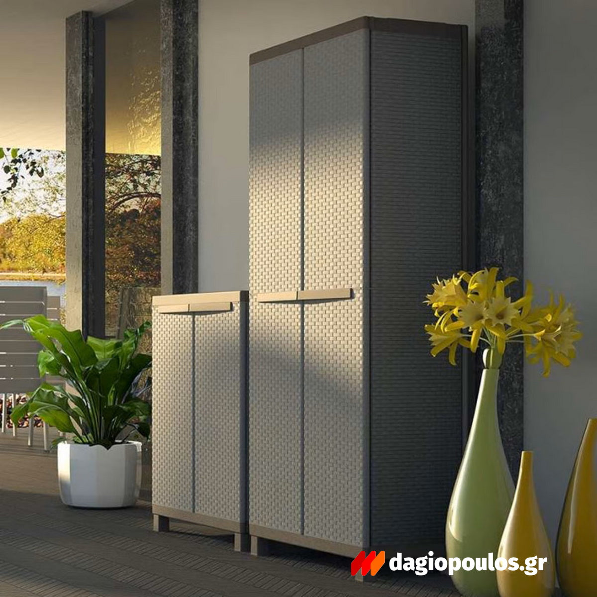 Terry J-Rattan 68 Ντουλάπα Πλαστική Δίφυλλη Χαμηλού Ύψους Ιταλίας