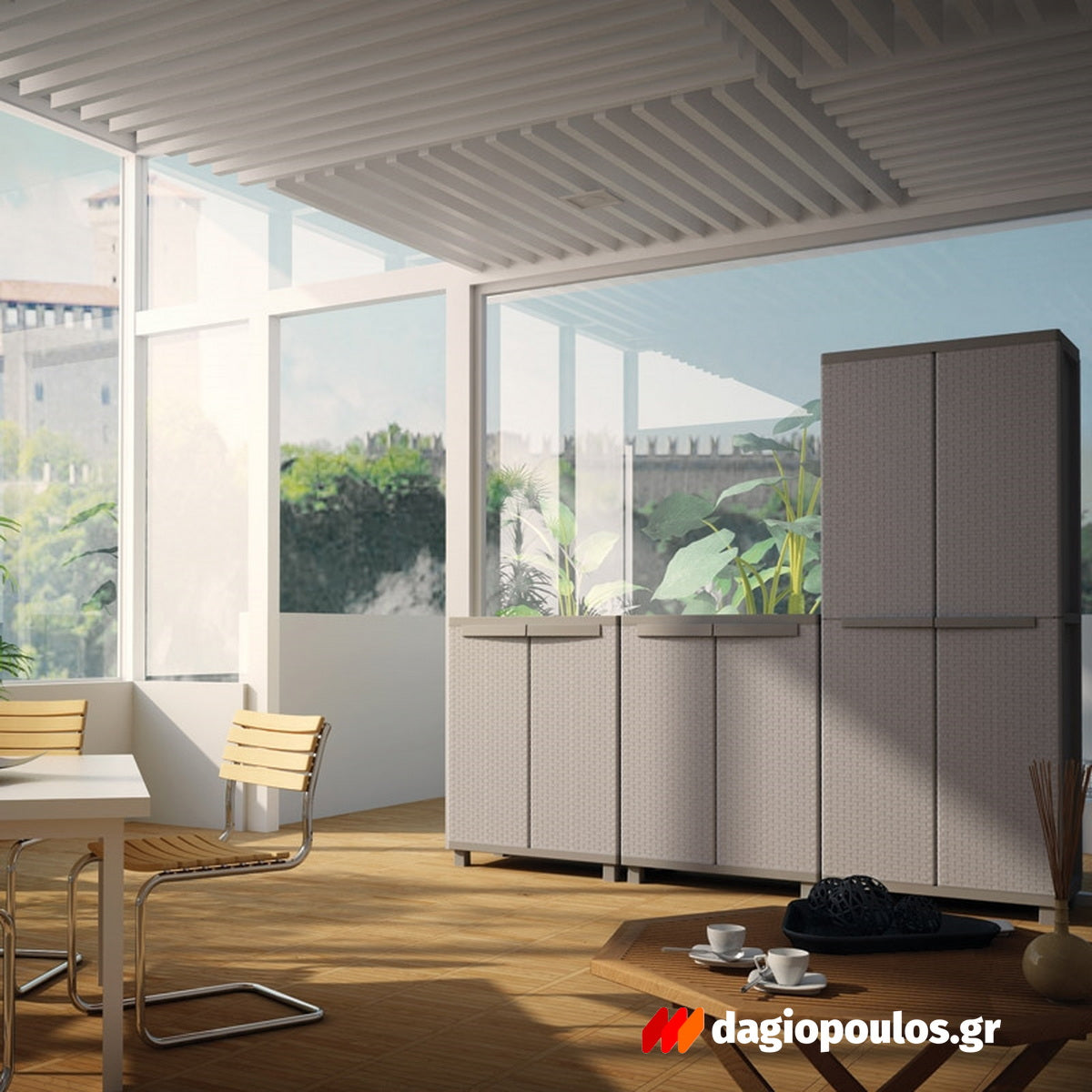 Terry J-Rattan 68 Ντουλάπα Πλαστική Δίφυλλη Χαμηλού Ύψους Ιταλίας