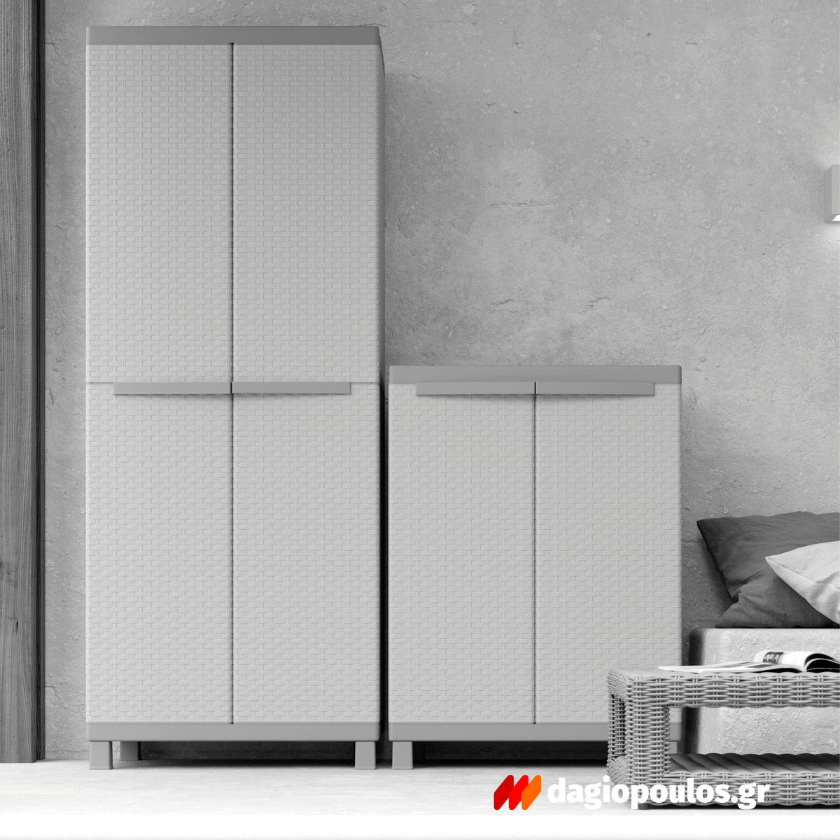 Terry J-Rattan 68 Ντουλάπα Πλαστική Δίφυλλη Χαμηλού Ύψους Ιταλίας