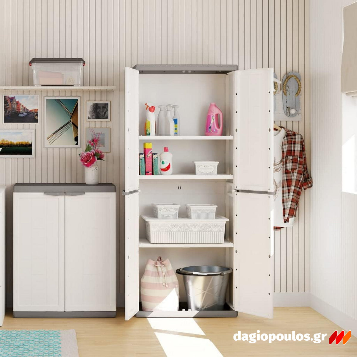 Keter Jolly Tall Ντουλάπα Ψηλή Με 3 Ράφια Γκρι Ανοικτό