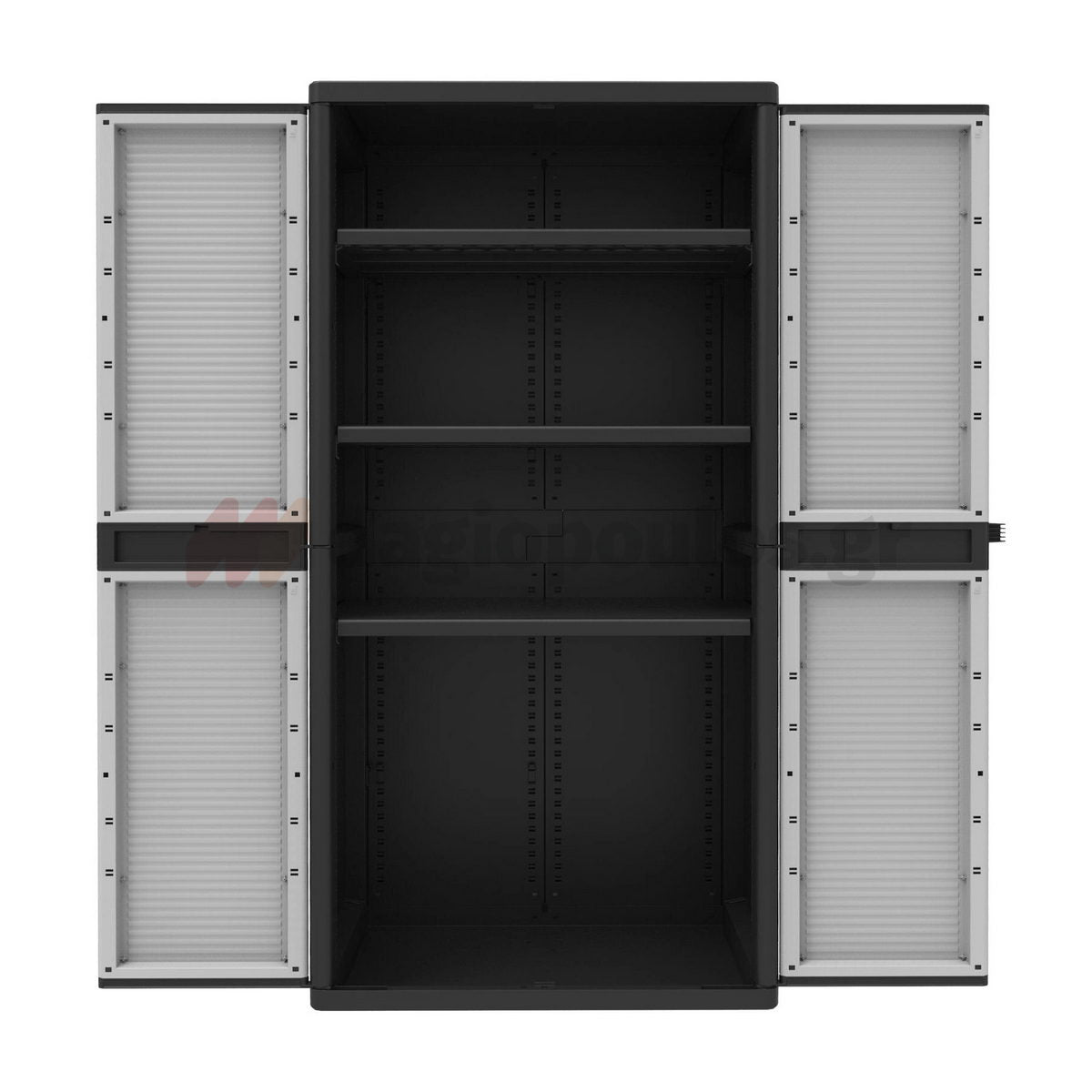 Terry Qblack 2900 Jumbo Ντουλάπα Πλαστική Δίφυλλη Με 3 Ράφια Ιταλίας Μεγάλου Πλάτους Ιταλίας