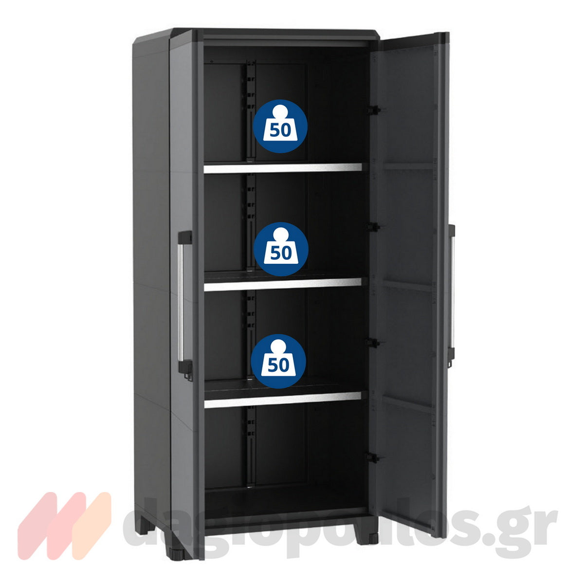 Terry Transforming Pro 4 Ντουλάπα Δίφυλλη Ψηλή Με 3 Μεταλλικά Ράφια Ιταλίας