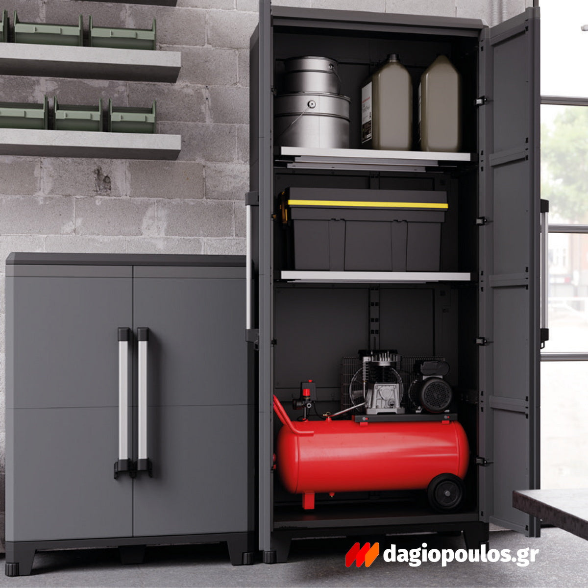 Terry Transforming Pro 4 Ντουλάπα Δίφυλλη Ψηλή Με 3 Μεταλλικά Ράφια Ιταλίας